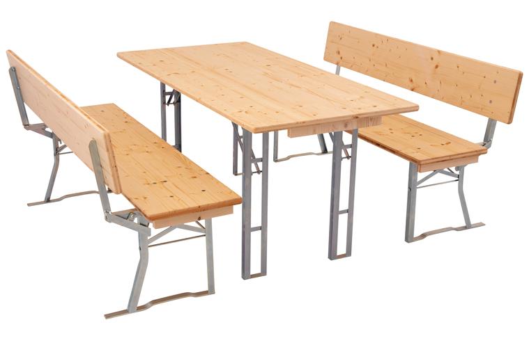 Bierzeltgarnitur mit Lehne Tisch 1600 X 800 vierbeinig Nr.113a