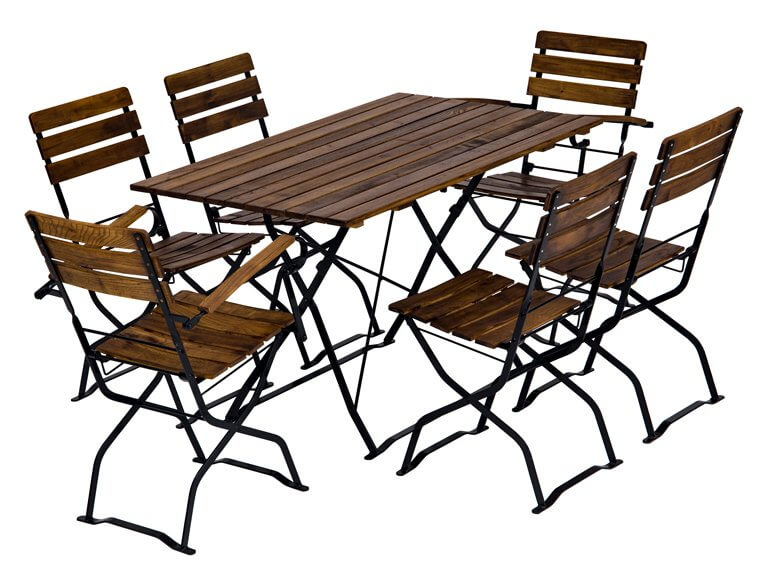 Terrassen Möbel 4 Stühle mit Tisch Gastronomie Bedarf Biergarten 