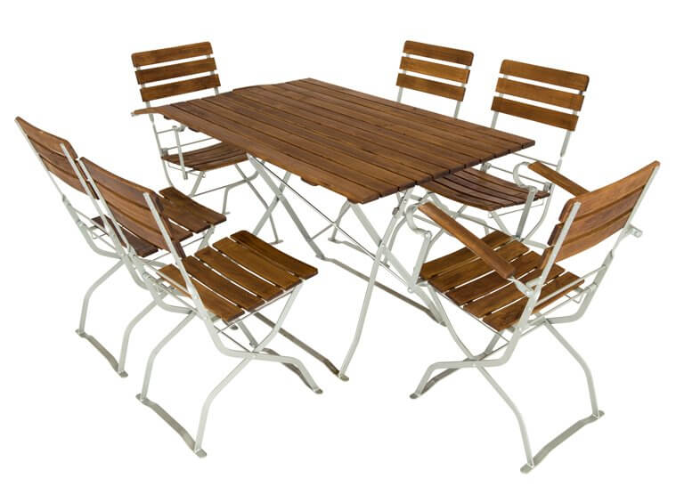 Biergarten Garnitur Stuhl Tisch Bistro Garten Set Gastronomie klappbar Holz 