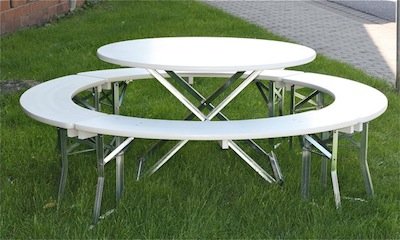 Runde Biertischgarnituren 120cm bis 200cm Tischgröße