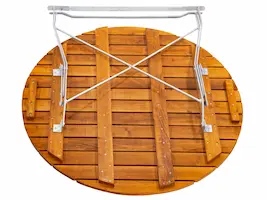 Zusammengeklappt sind die Biergartentische 15cm flach. Biergartentisch 100cm zusammengeklappt