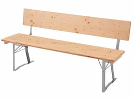 Die Bierbank hat eine zusätzliche breite Sitzfläche von 40 cm und eine Länge von 164 cm. Bierbank mit breiter Lehne