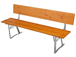 Bierbank aus geöltem Douglasienholz mit nicht gerundeten Ecken und Kanten. Die Lehne hat genau wie die Bankplatte eine Breite von 30 cm. Die extra breite Lehne ist gegenüber der 20 cm breiten Standardlehne, welche normalerweise bei dieser Bank verwendet wird, 5 cm höher und auch 5 cm tiefer. Bierbank Lehne xxl Douglasie