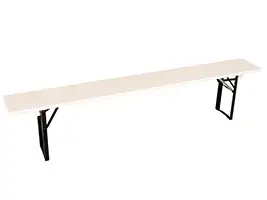 29 cm breite Bierbank Modell 145 weiß lasiert mit schwarzem Stahlgestell
