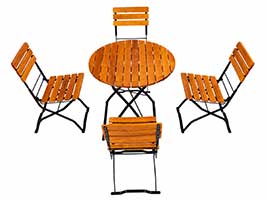 Biergartenmöbel Set aus Robinienholz mit rundem Tisch von 80 cm Durchmesser