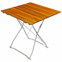 Quadratischer Biergartentisch 75 × 75 cm aus Robinie mit verzinktem Stahlgestell