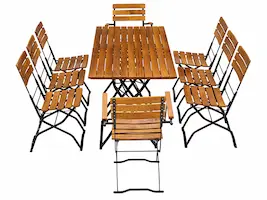 Die Biergartenmöbel 04bg verzinkt und 04bgs schwarz pulverbeschichtet sind optimal zur Verwendung als Sitzgruppe mit 4 Personen und zusammengestellt als Sitzgruppe für acht Personen. Biergartenmöbel in Reihe gestellt