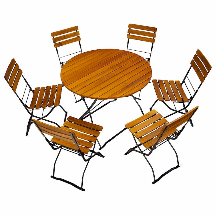 Klassische Biergartenmöbel mit Rundem Tisch 100 cm