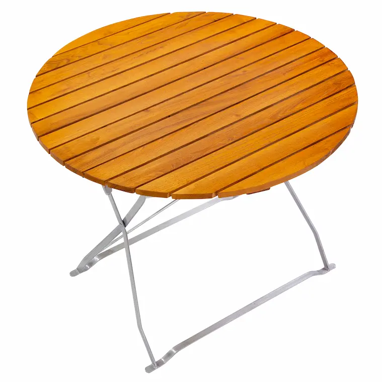 Runder Biergartentisch 100 cm aus Robinie mit verzinktem Gestell für bis zu sechs Personen