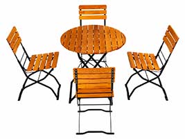 Biergartenmöbel Set mit 80 cm Rundtisch und schwarzen Metallgestellen