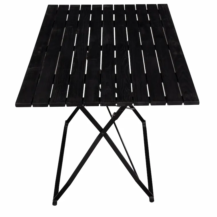 Schwarzer Biergartentisch 120 × 75 cm mit schwarzem Klappgestell für Gastronomie