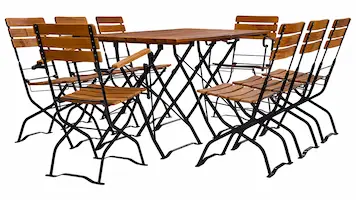 Biergartentische Modell 04bg oder 04bgs können zusammengestellt als 150 cm Tisch verwendet werden, ohne dabei bei der Sitzgruppe Sitzplätze zu verlieren. Biergartentische 75 cm doppelt
