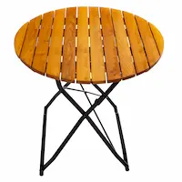 Runder Biergartentisch 80 cm aus Robinie mit schwarzem Klappgestell für Gastronomie