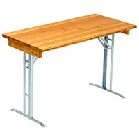 Biertisch kurz 110x50 cm aus Douglasienholz mit verzinkten Gestellen.