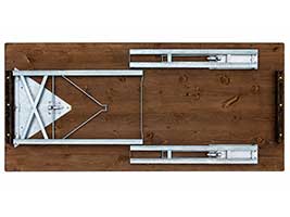 Dreibeiniger Biertisch 160x80 cm - Gestellvariante 3 Dreibeiniger Biertisch 160x80 cm mit zwei schmalen und einem Standardgestell
