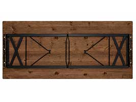 Biertisch 160x80 cm mit Standard-Klappgestellen - Variante 1 Biertisch 160x80 cm mit schwarzen Standard-Klappgestellen weit außen montiert