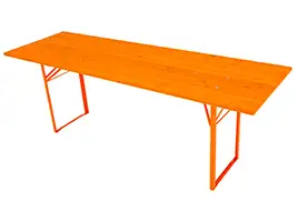Biertisch 220x70 cm in Orange mit pulverbeschichtetem Standardgestell