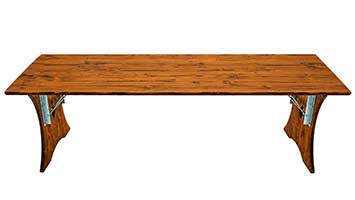 Douglasien-Biertisch mit 72 cm Höhe Biertisch aus Douglasie mit klappbaren Holzfüßen in rustikaler Ausführung