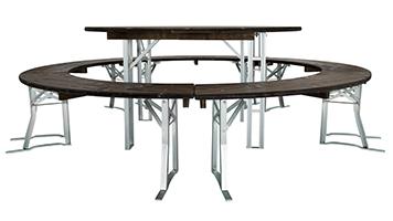 Biertischgarnitur rund mit fünf Bierbänke