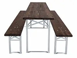 Bierzeltgarnitur 220x50 cm Ebenholz Modell 181 Bierzeltgarnitur 220x50 cm Ebenholz Modell 181 in klassischer Gesamtansicht