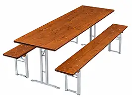 Bierzeltgarnitur 220x70 cm aus Douglasie mit verzinktem T-Gestell