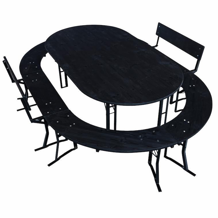 Große ovale Bierzeltgarnitur mit 16 Sitzplätzen