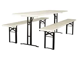 Bierzeltgarnitur 220x70 cm weiß mit T-Gestell und viel Beinfreiheit