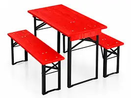 Bierzeltgarnitur 100 cm in Rot mit dreischichtigen Holzplatten - Modell 303
