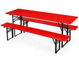 Bierzeltgarnitur 220x58 cm Feuerrot mit schwarzem Gestell Feuerrote Bierzeltgarnitur 220x58 cm mit schwarzem Standardgestell