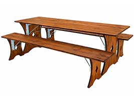 27 mm starke Holzplatten Dreischichtplatten mit 27 mm Stärke an der Bierzeltgarnitur mit Holzfüßen