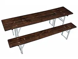 Bierzeltgarnitur Ebenholz Modell 181 für Festzelt und Biergarten Bierzeltgarnitur Ebenholz Modell 181 mit verzinkten Gestellen im Biergarten