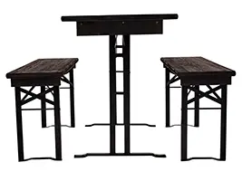 Tischgestelle in T-Form bieten maximale Beinfreiheit und erleichtern das Ein- und Aussteigen erheblich. Gegenüber Standard-Tischgestellen ist die Standfestigkeit aufgrund der 50 cm breiten Kiesleiste besser. Biertische Draufsicht