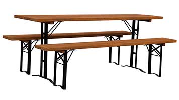 Breite der Bierzeltgarnitur durch die Anzahl der Hölzer vorbestimmt