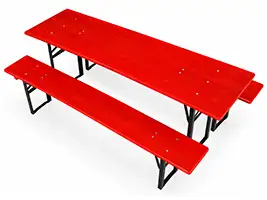 Tischplatte Feuerrot RAL 3000 der Bierzeltgarnitur 220 cm Feuerrot lasierte Tischplatte RAL 3000 der Bierzeltgarnitur 220 cm