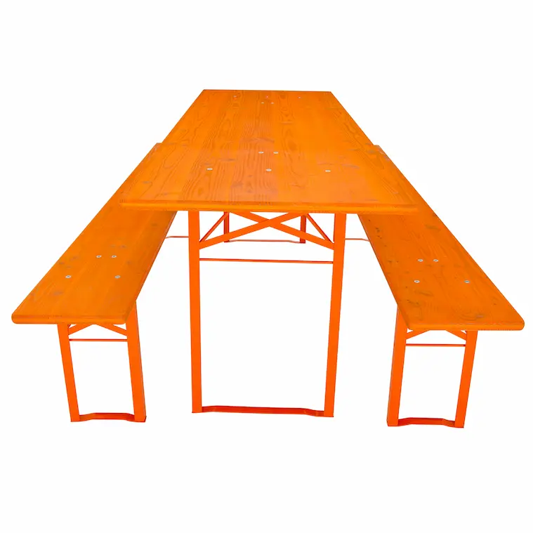 Bierzeltgarnitur für Biergarten und Gastronomie in Orange