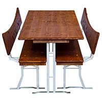 Bierzeltgarnitur Platzsparend durch Tischgestell mit Beinfreiheit