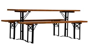 Bierzeltgarnitur mit Verschraubung der Hölzer von unten