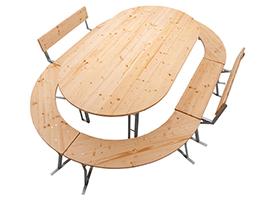 Ovale Bierzeltgarnitur mit 6 Bänken