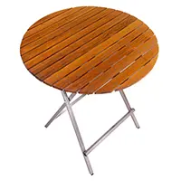 Stehtisch aus Edelstahl mit 100 cm Robinienholzplatte