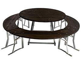 runde Festzeltgarnitur mit vier Bänke