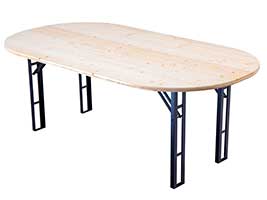 Vierbeiniger ovaler Biertisch aus bruchsicherererer dreischichtiger Holzplatte. Der Tisch ist auch als Bankettisch, Pokertisch oder Gastronomietisch verwendbar. Pokertisch als biertisch oval 200 cm