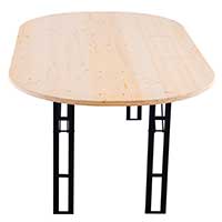 Ovale Biertische werden bei uns in verschiedenen Größen auf Kundenwunsch hergestellt, der abgebildete Tisch ist 200 cm lang und 110 cm breit. Pokertisch wie Bierzeltgarnitur klappbar