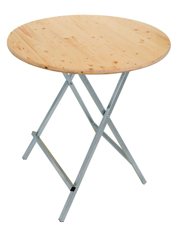 Stehtisch klappbar mit 100 cm Fichtenholzplatte klar lackiert Stehtisch klappbar mit 100 cm Fichtenholzplatte klar lackiert