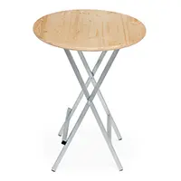 Klar lackierte Holzplatte des Stehtisches Modell 02v