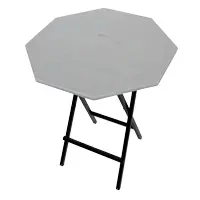 Stehtisch Achatgrau RAL 7038 mit achteckiger 90 cm Holzplatte