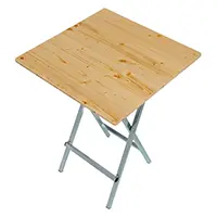Quadratischer Stehtisch mit naturfarbener Holzplatte Quadratischer Stehtisch mit zweimal klar lackierter Dreischicht-Holzplatte für Gastronomie, Bistro und Veranstaltungen