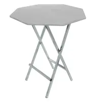 Stehtisch achteckig mit Holzplatte in Achatgrau RAL 7038