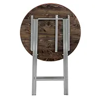 Modell 10 mit ebenholzfarbener Plattenrückseite Klappbarer Bistrotisch Modell 10 mit verzinktem Gestell und im Farbton Ebenholz lasierter Plattenrückseite