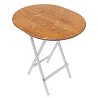 Der Stehtisch Modell Nr. 24 hat eine ovale Holzplatte mit drei Schichten. Die Platte ist in einem Robinie-Farbton lasiert. Der Tisch misst 80 cm in der Breite, 100 cm in der Länge und 110 cm in der Höhe. Die Holzplatte setzt sich aus drei Schichten zusammen, welche kreuzweise miteinander verleimt wurden. Stehtisch ein Meter