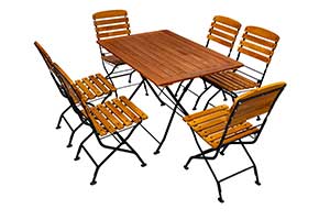 Das siebenteilige Terrassenmöbelset ist eine optimale Garten-Essgruppe für 6 Personen. Sowohl im gewerblichen als auch im privaten Bereich. Das Terrassenmöbelset ist ausgelegt für 6 Personen